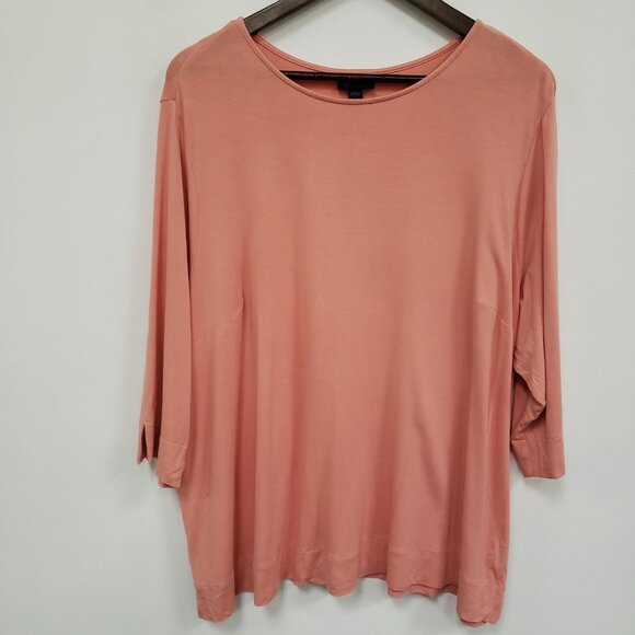 J Jill Womens 3/4 Sleeve Top Size 2X Pink Stretch Mature Normcore Capsule Travel - Picture 1 of 9